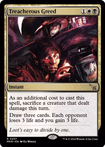 Treacherous Greed (237), Promo Pack: Murders at Karlov Manor — Magic card price