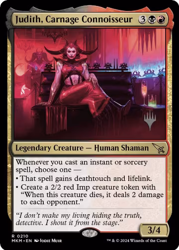 Judith, Carnage Connoisseur (210), Promo Pack: Murders at Karlov Manor — Magic card price