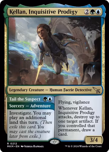 Kellan, Inquisitive Prodigy (212), Promo Pack: Murders at Karlov Manor — Magic card price