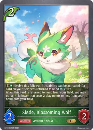 Slade, Blossoming Wolf (BP03-005EN), Flame of Laevateinn — Shadowverse card price