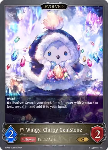Wingy, Chirpy Gemstone (Evolved) (BP03-095EN), Flame of Laevateinn — Shadowverse card price