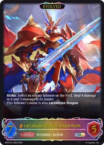 Laevateinn Dragon, Attack Form (Evolved) (SL) (BP03-SL13EN), Flame of Laevateinn — Shadowverse card price