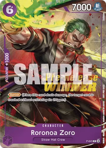 Roronoa Zoro (OP-06 Pre-Release Tournament) [Winner] (P-045), One Piece Promotion Cards — One Piece card price