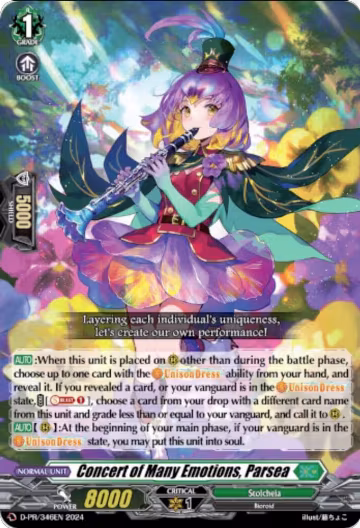 Concert of Many Emotions, Parsea (D-PR/346EN), D Promo Cards — Vanguard card price