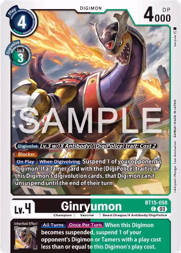 Ginryumon (BT15-058 C), Exceed Apocalypse — Digimon card price