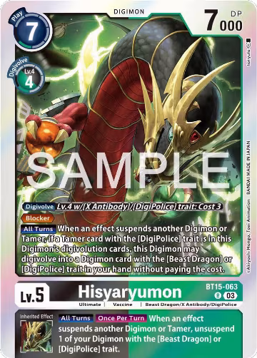 Hisyaryumon (BT15-063 R), Exceed Apocalypse — Digimon card price