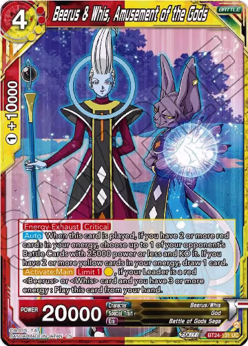 Beerus & Whis, Amusement of the Gods (BT24-131), Beyond Generations — DB Super card price