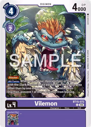 Vilemon (BT15-072 C), Exceed Apocalypse — Digimon card price