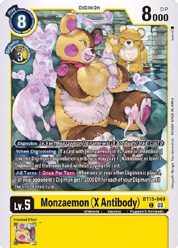 Monzaemon (X Antibody) (BT15-040 C), Exceed Apocalypse — Digimon card price