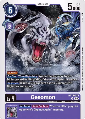 Gesomon (BT15-074 U), Exceed Apocalypse — Digimon card price