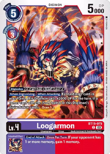 Loogarmon (BT15-075 C), Exceed Apocalypse — Digimon card price