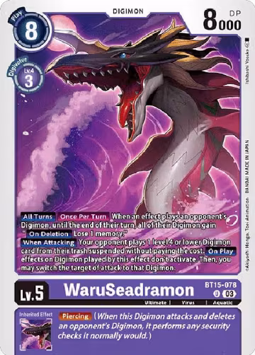 WaruSeadramon (BT15-078 U), Exceed Apocalypse — Digimon card price