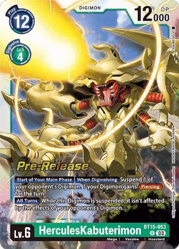 HerculesKabuterimon (BT15-053 R), Exceed Apocalypse Pre-Release Cards — Digimon card price