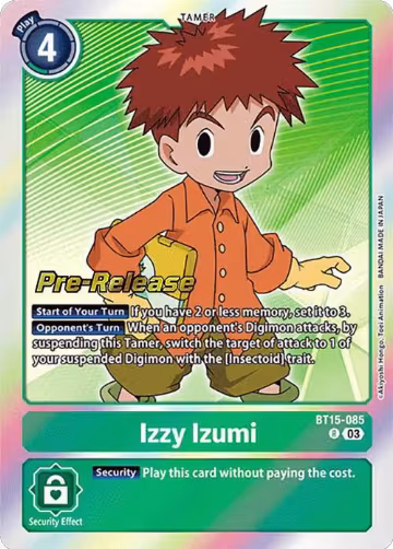 Izzy Izumi (BT15-085 R), Exceed Apocalypse Pre-Release Cards — Digimon card price