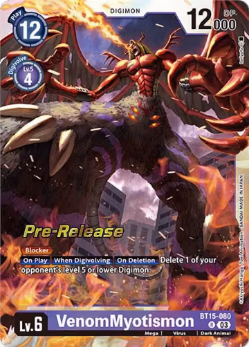 VenomMyotismon (BT15-080 R), Exceed Apocalypse Pre-Release Cards — Digimon card price