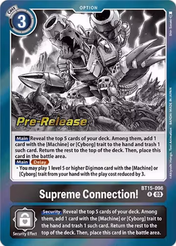 Supreme Connection! (BT15-096 R), Exceed Apocalypse Pre-Release Cards — Digimon card price