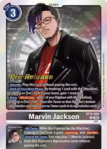 Marvin Jackson (BT15-086 R), Exceed Apocalypse Pre-Release Cards — Digimon card price