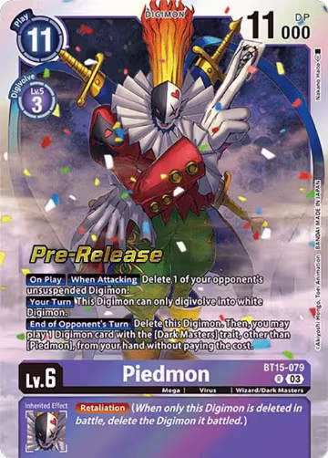 Piedmon (BT15-079 R), Exceed Apocalypse Pre-Release Cards — Digimon card price