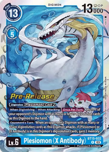 Plesiomon (X Antibody) (BT15-032 R), Exceed Apocalypse Pre-Release Cards — Digimon card price