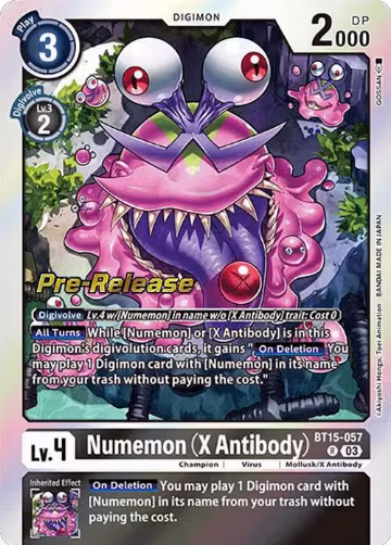 Numemon (X Antibody) (BT15-057 R), Exceed Apocalypse Pre-Release Cards — Digimon card price