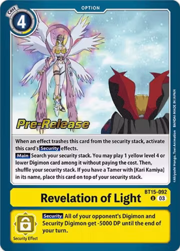 Revelation of Light (BT15-092 U) — card price