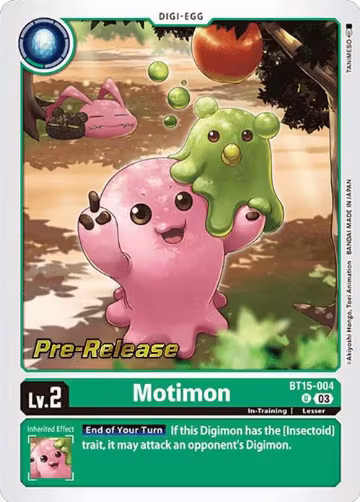 Motimon (BT15-004 U), Exceed Apocalypse Pre-Release Cards — Digimon card price