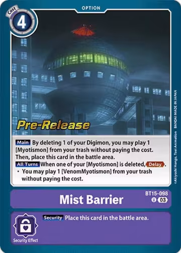 Mist Barrier (BT15-098 U), Exceed Apocalypse Pre-Release Cards — Digimon card price