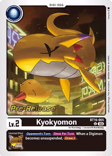 Kyokyomon (BT15-005 U), Exceed Apocalypse Pre-Release Cards — Digimon card price