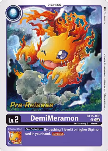 DemiMeramon (BT15-006 U), Exceed Apocalypse Pre-Release Cards — Digimon card price