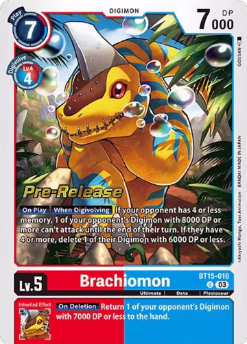 Brachiomon (BT15-016 U), Exceed Apocalypse Pre-Release Cards — Digimon card price