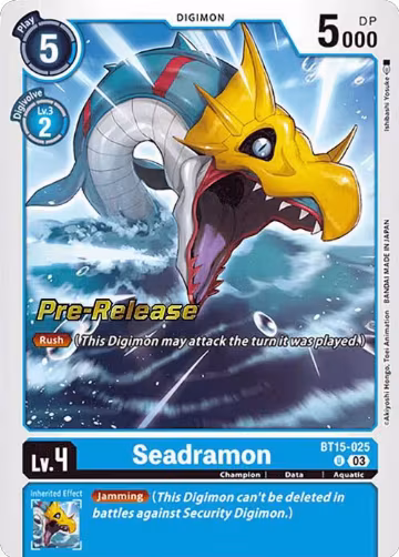 Seadramon (BT15-025 U), Exceed Apocalypse Pre-Release Cards — Digimon card price