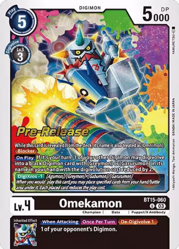 Omekamon (BT15-060 U), Exceed Apocalypse Pre-Release Cards — Digimon card price