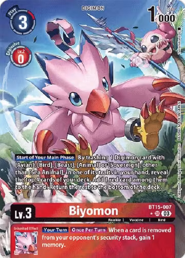 Biyomon (Alternate Art) (BT15-007 SR), Exceed Apocalypse — Digimon card price