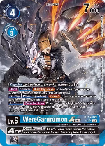 WereGarurumon ACE (Alternate Art) (BT15-026 SR), Exceed Apocalypse — Digimon card price