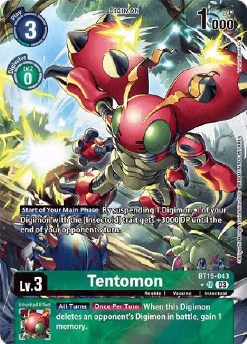 Tentomon (Alternate Art) (BT15-043 SR), Exceed Apocalypse — Digimon card price