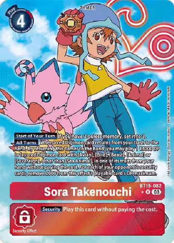 Sora Takenouchi (Alternate Art) (BT15-082 R), Exceed Apocalypse — Digimon card price