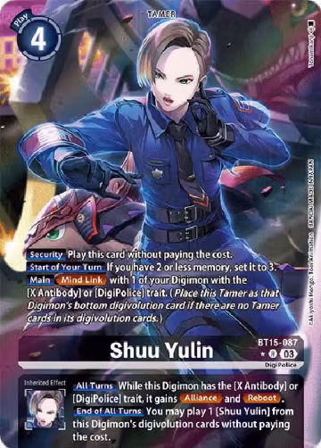 Shuu Yulin (Alternate Art) (BT15-087 R), Exceed Apocalypse — Digimon card price