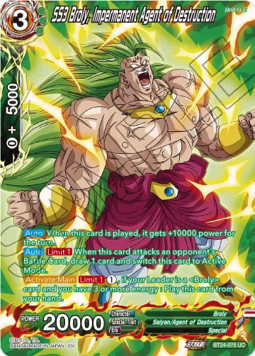 SS3 Broly, Impermanent Agent of Destruction (Collector Booster Silver) (BT24-075), Beyond Generations — DB Super card price
