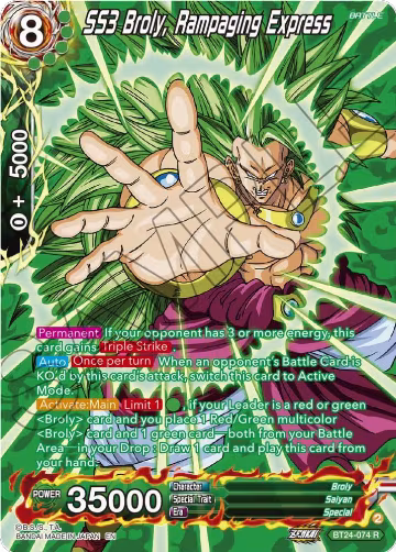 SS3 Broly, Rampaging Express (Collector Booster Silver) (BT24-074), Beyond Generations — DB Super card price