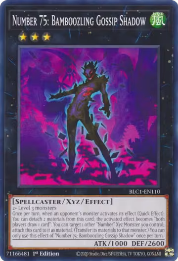 Number 75: Bamboozling Gossip Shadow (BLC1-EN110), Battles of Legend: Chapter 1 — Yu-Gi-Oh! card price