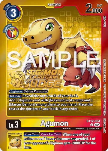 Agumon - BT12-034 (Judge Pack 5) (BT12-034 C), Across Time — Digimon card price
