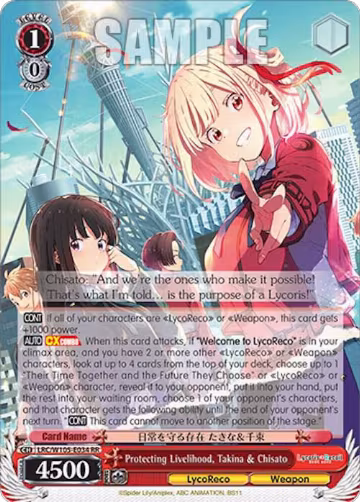 Protecting Livelihood, Takina & Chisato (LRC/W105-E034 RR), Lycoris Recoil — Weiß Schwarz card price