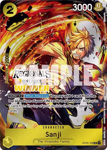 Sanji (Online Regional 2024) [Winner] (OP03-102), One Piece Promotion Cards — One Piece card price