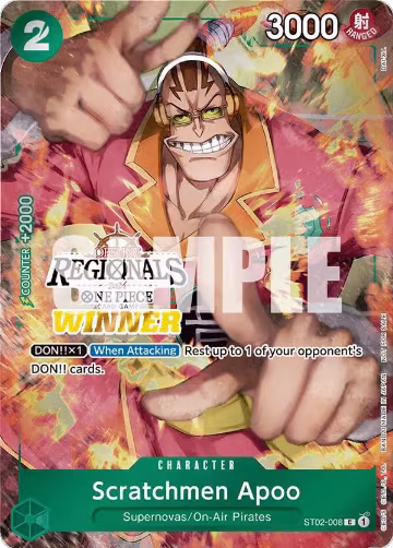 Scratchmen Apoo (Offline Regional 2024) [Winner] (ST02-008), One Piece Promotion Cards — One Piece card price