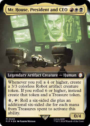 Mr. House, President and CEO (Extended Art) (Surge Foil) (949), Universes Beyond: Fallout — Magic card price