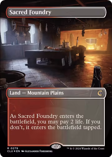Sacred Foundry (Borderless) (279), Ravnica: Clue Edition — Magic card price