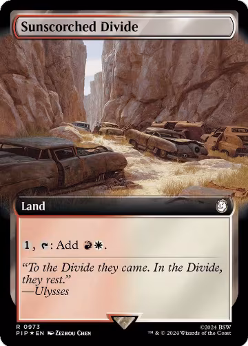 Sunscorched Divide (Extended Art) (Surge Foil) (973), Universes Beyond: Fallout — Magic card price