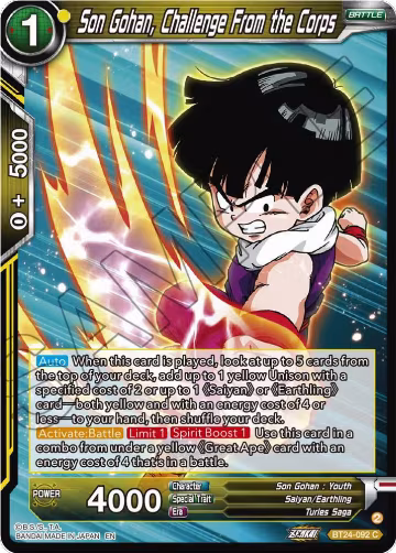 Son Gohan, Challenge From the Corps (BT24-092), Beyond Generations — DB Super card price