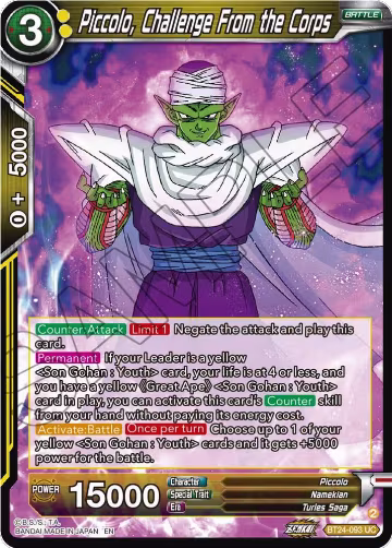 Piccolo, Challenge From the Corps (BT24-093), Beyond Generations — DB Super card price