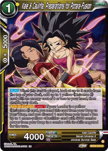 Kale & Caulifla, Preparations for Potara-Fusion (BT24-107), Beyond Generations — DB Super card price